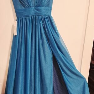 Elegant Blue Strapless Gown